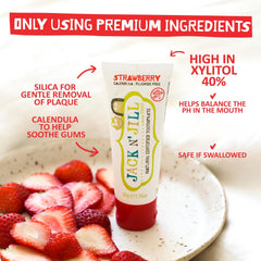 JACK N' JILL primer plano de ingredientes orgánicos, destaca xilitol y caléndula