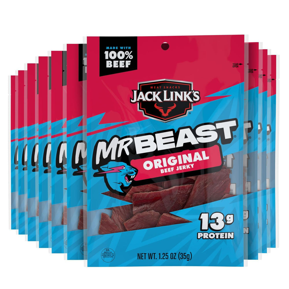 Jack Link's paquete frontal mostrando el diseño x MrBeast y atracción visual