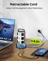 JACKYLED USB ports closeup showing USB-C and USB-A for fast charging