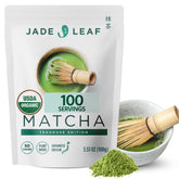 Jade Leaf front packaging 100g showing resealable pouch and organic label
