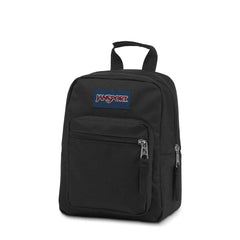 JanSport Big Break attached to a backpack with strap, demonstrating hands-free transport benefit