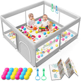 Jaobeem front view playpen showing full-frame safety and easy supervision