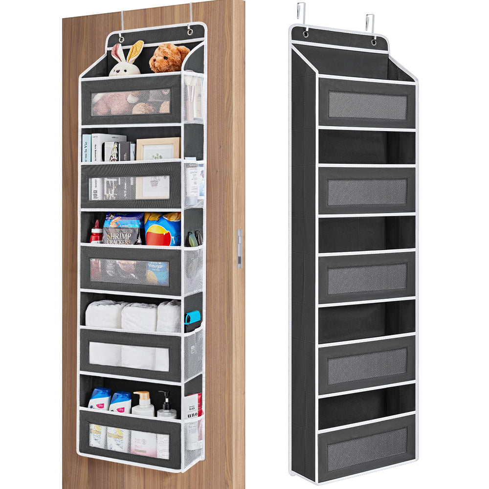 JARLINK vista frontal del organizador negro con cinco estantes, optimiza almacenamiento