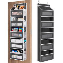 JARLINK vista frontal del organizador negro con cinco estantes, optimiza almacenamiento