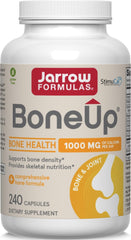 Jarrow Formulas frasco frontal mostrando BoneUp y beneficios óseos