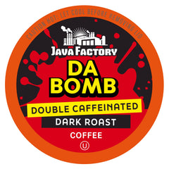 Java Factory caja frontal mostrando 40 cápsulas y marca para reconocimiento rápido
