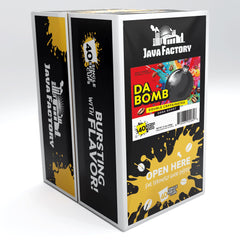 Java Factory primer plano de cápsula y textura del sello que garantiza frescura