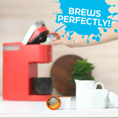 Java Factory pods loaded in a K-Cup compatible brewer demonstrating quick convenient use
