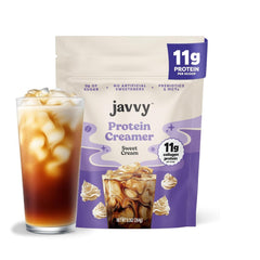 Javvy frasco frontal mostrando el empaque y la marca con crema visual atractiva