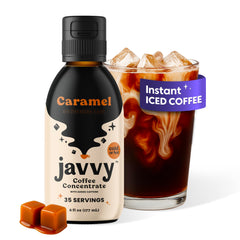Javvy botella frontal caramelo mostrando diseño y practicidad