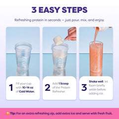 Javvy mixed Strawberry Lemonade drink over ice for refreshing hydration