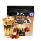 Javvy envase frontal Caramel Latte mostrando diseño y portabilidad