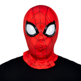 Jazwares Spider-Man máscara frontal mostrando ajuste auténtico
