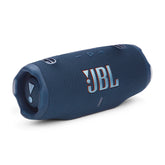 jbl charge 6 front view showing speaker and blue finish with bold JBL sound