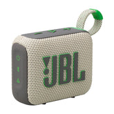 JBL Go 4 front view in Sand showing compact speaker with bold sound
