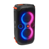 JBL PartyBox 110 vista frontal mostrando rejilla y logotipo, potencia de sonido