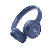 JBL Tune 510BT front view showing sleek blue design and portability benefit