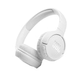 JBL Tune 510BT front view showing clean white design and signature bass benefit