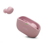 JBL Vibe Buds 2 front view showing pink earbuds and case, highlighting style and portability