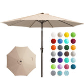 JEAREY 9FT beige umbrella front view showing even shade and curb appeal