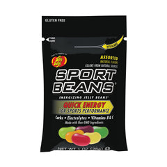 Jelly Belly paquete frontal mostrando 24 bolsitas y conveniencia para deportistas