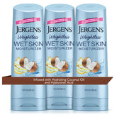 Jergens envase frontal mostrando la marca y capacidad 10 oz, práctico en baño