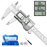 Jiavarry calibrador digital frente del empaque mostrando herramienta y funda, durable y profesional