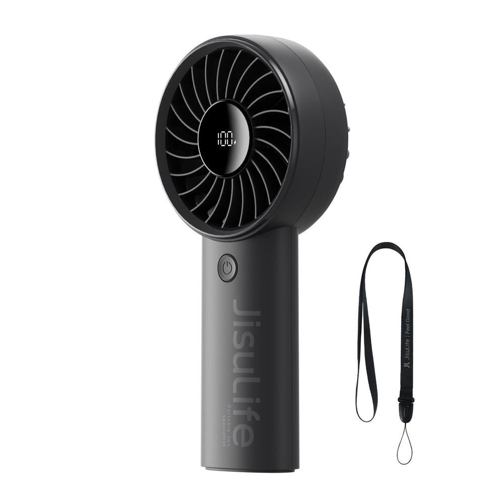 JISULIFE ventilador frontal mostrando diseño compacto y flujo potente