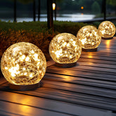 JKIMK solar globe front view showing glowing warm light and decorative design