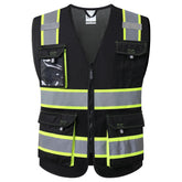 JKSafety chaleco frontal negro JK220 visibilidad elevada