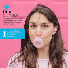JLab Go Air Pop+ en oreja durante uso demostrando comodidad y estabilidad al caminar