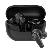 JLab Go Pods ANC vista frontal mostrando estuche y auriculares, claridad y elegancia