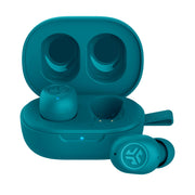 JLab JBuds Mini front case teal showing compact portability