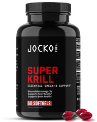 Jocko Fuel frasco delantero mostrando 60 softgels y diseño de marca