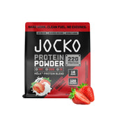 Jocko Fuel frente del envase mostrando diseño y sabor fresa para elección rápida