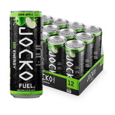 Origin Jocko Fuel GO frontal de lata mostrando sabor Sour Apple y diseño atractivo