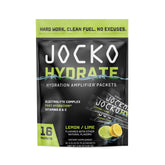 Jocko Fuel packet front view showing low sugar lemon lime formula benefit