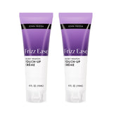 John Frieda envase frontal mostrando control del frizz y producto portátil