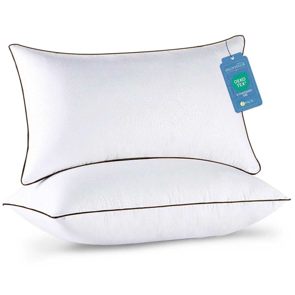 JOLLYVOGUE pack frontal mostrando dos almohadas king, confort inmediato