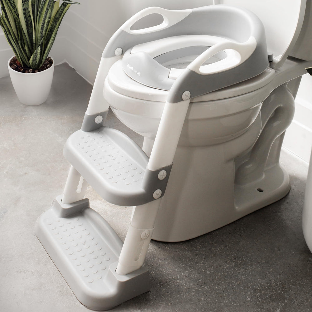 jool baby front view of potty trainer showing full ladder and seat, promotes independence