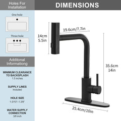 JOOM pull-down sprayer extended over sink, showing flexible reach for cleaning and rinsing