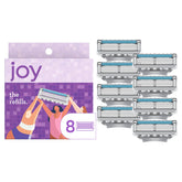 JOY caja frontal del pack de 8 recambios con información visible y beneficio práctico