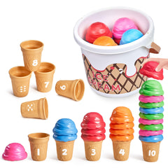 JoyCat frontal del paquete del set de helados que muestra todas las piezas y beneficios educativos