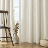 Joydeco front view of ivory 96-inch panels showing elegant light filtering