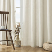 Joydeco front view of ivory 96-inch panels showing elegant light filtering