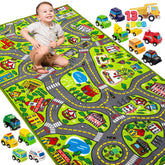 JOYIN alfombra ciudad frontal mostrando calles y edificios, estimula juego imaginativo