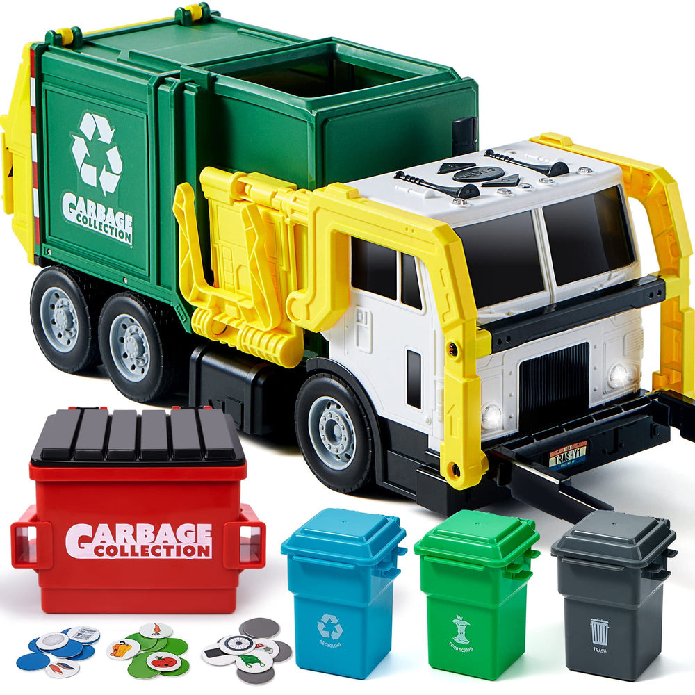 JOYIN camión de basura frontal mostrando el diseño y beneficio de juego realista