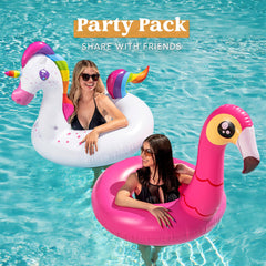 JOYIN inflated flamingo float front, comfortable lounge and stability