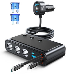 JOYROOM adaptador frontal mostrando puertos múltiples y carga ordenada