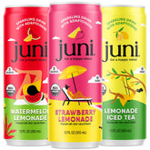 Juni front can lemonade variety showing vibrant label and refreshing look